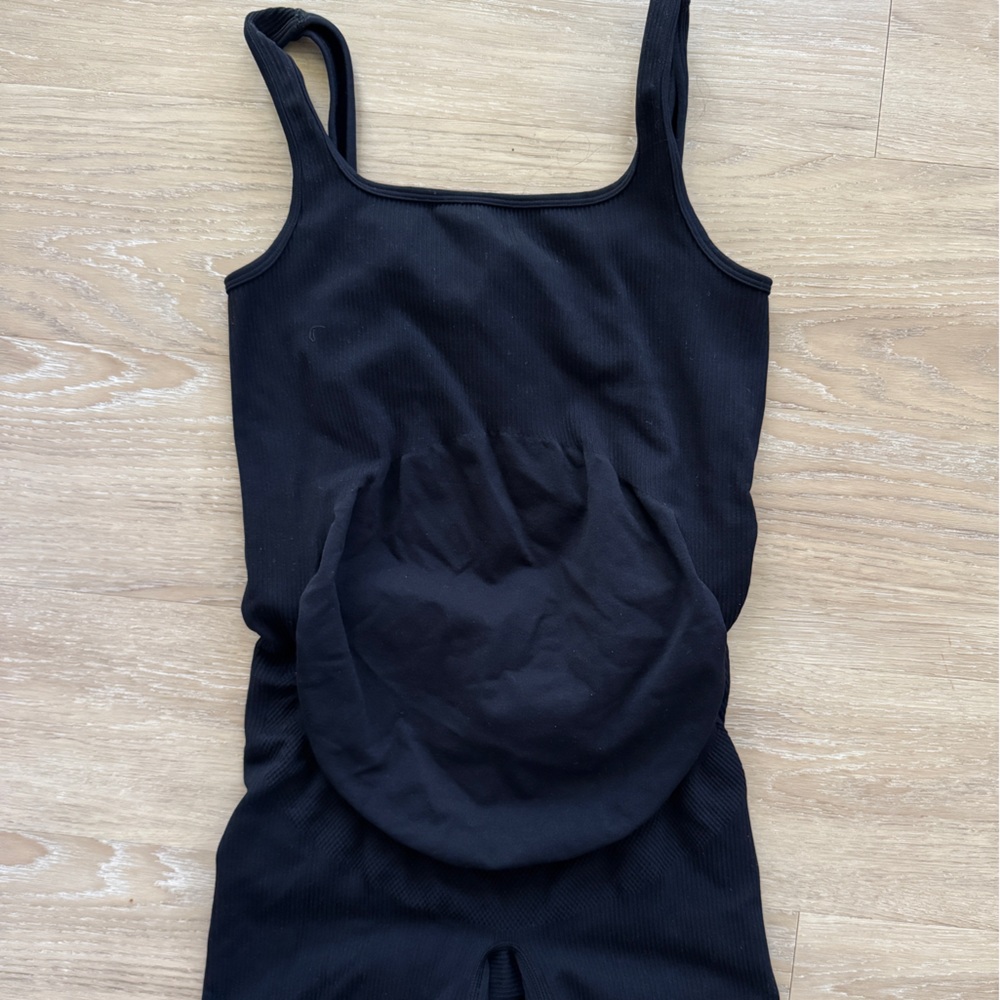 Maternity workout romper Ribbed One Piece Seamless tank top jumpsuit